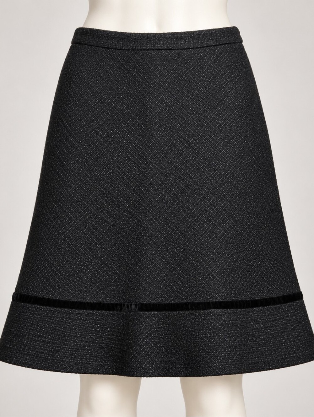 Gap Black Wool Blend A-Line Skirt Size 6 Velvet Trim